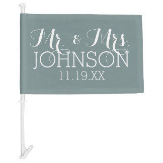 Solid Color with Mr & Mrs Wedding Favors Car Flag