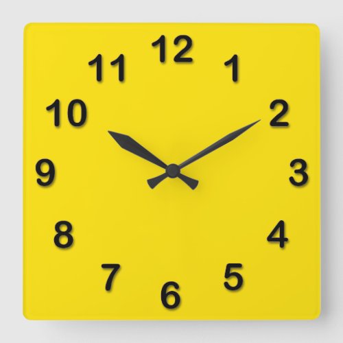 Solid Color Yellow Square Wall Clock