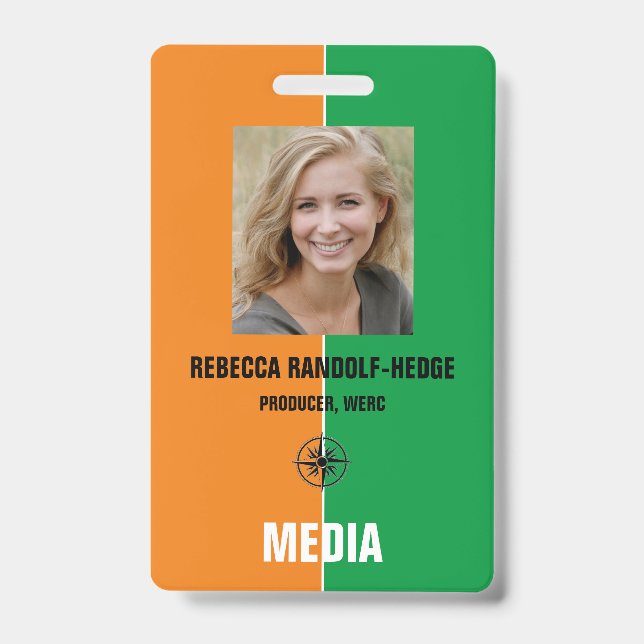 Solid Colors MEDIA PASS - Photo I.D. Badge (Front)