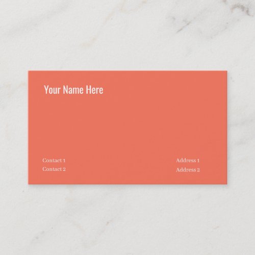 Solid  coral  _ color trends 2019 business card