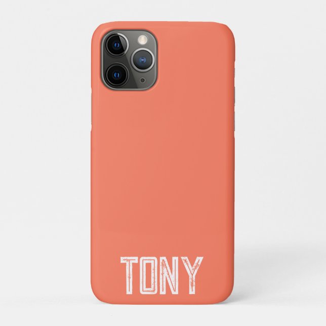 Solid Coral Custom Name Monogram Case-Mate iPhone Case (Back)