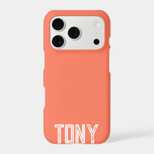 Solid Coral Custom Name Monogram iPhone 17 Pro Case