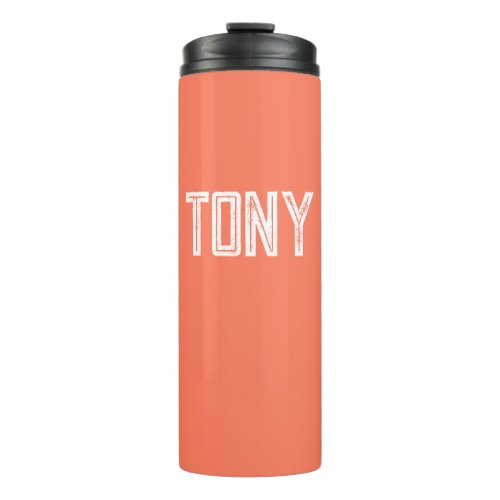 Solid Coral Custom Name Monogram Thermal Tumbler