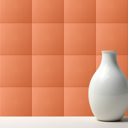 Solid coral orange ceramic tile