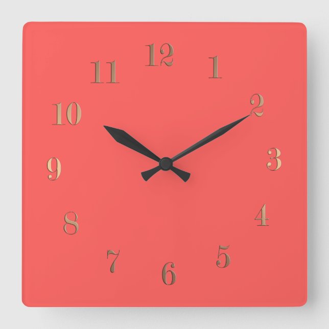 Solid, coral, Orange, salmon Square Wall Clock (Front)