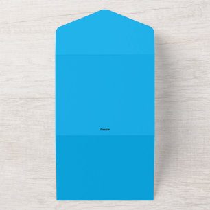 Solid Cyan Blue Background All In One Invitation