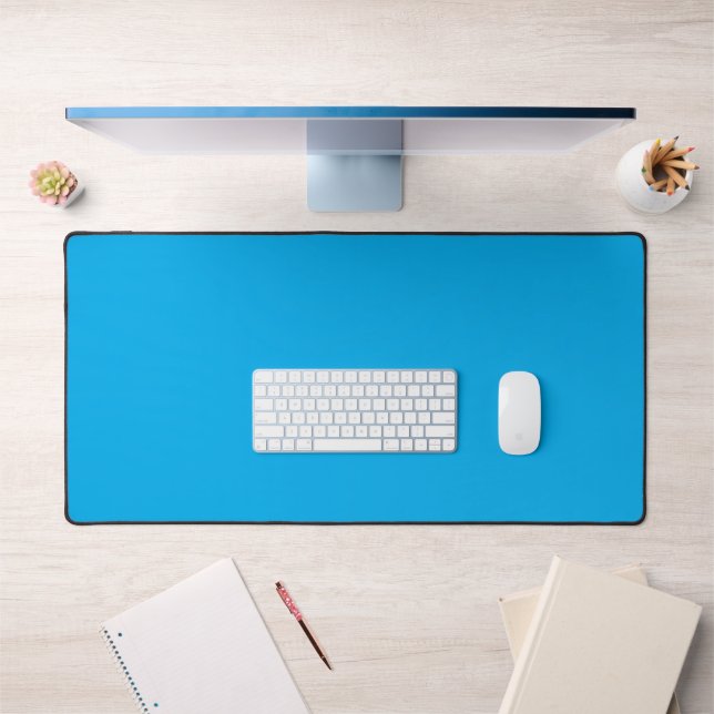 Solid Cyan Blue Background | Summer Minimal Style Desk Mat (Office 1)