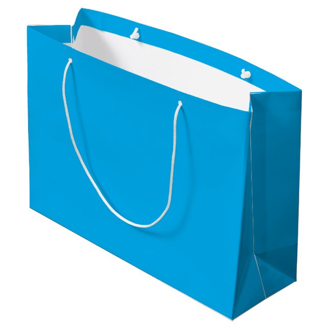 Solid Cyan Blue Background | Summer Minimal Style Large Gift Bag (Back Angled)