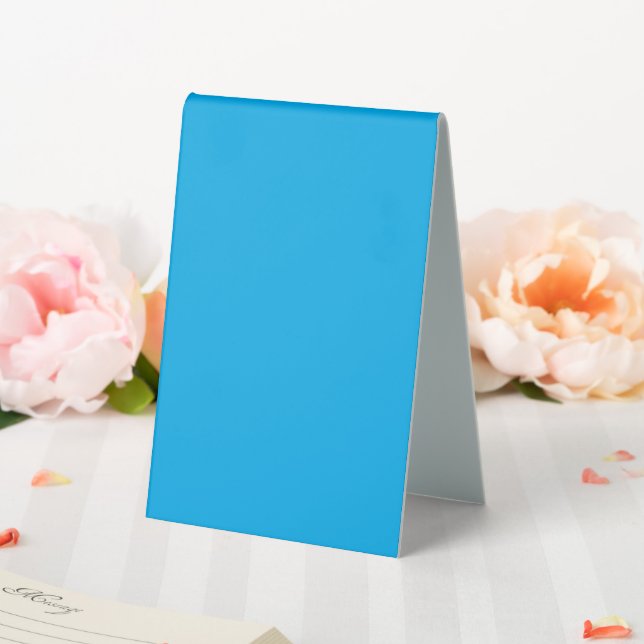 Solid Cyan Blue Background | Summer Minimal Style Table Tent (In SItu (Wedding))