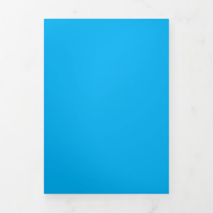 Solid Cyan Blue Background   Summer Minimal Style Tri-Fold Invitation