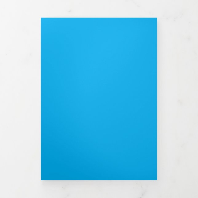 Solid Cyan Blue Background | Summer Minimal Style Tri-Fold Invitation (Cover)
