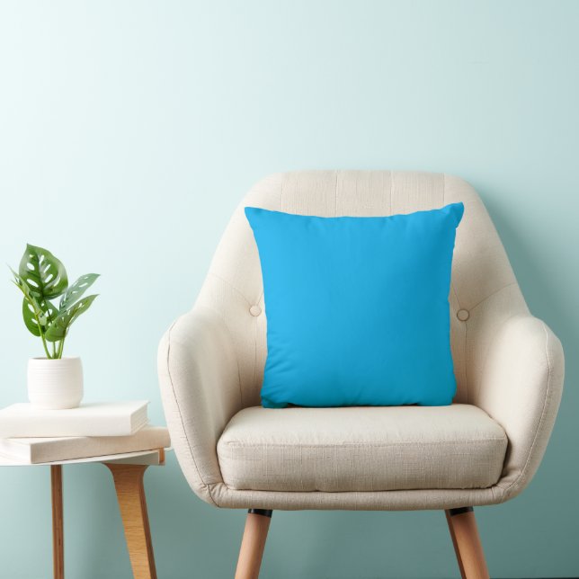 Solid Cyan Blue Background  Throw Pillow (Chair)