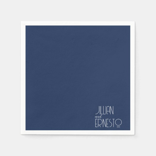 Solid Dark Blue Lily of the Valley Custom Napkins (Front)