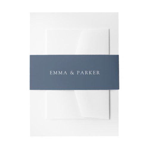 Solid Dark Blue  Personalized Wedding Invitation Belly Band