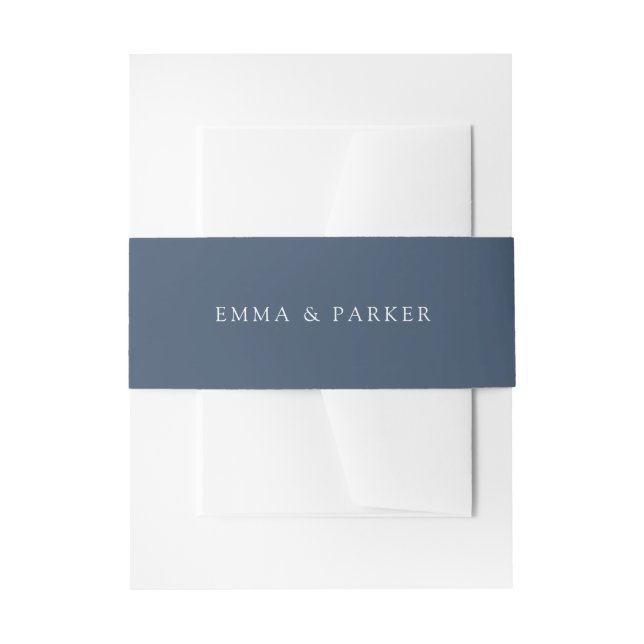 Solid Dark Blue | Personalized Wedding Invitation Belly Band (Front Example)