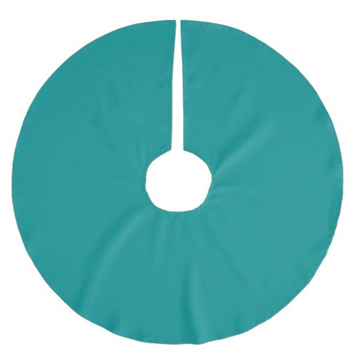 Solid dark cyan teal brushed polyester tree skirt
