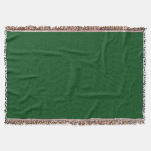 Solid Dark Forest Green Color Throw Blanket (Front)