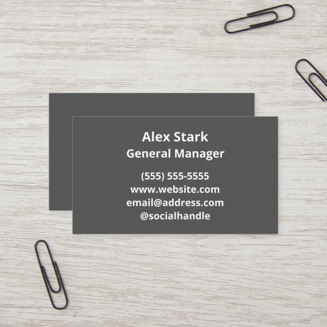 Solid Dark Gray Business Cards (Front/Back In Situ)