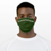 Solid Dark Green with Name Cloth Face Mask (Worn)