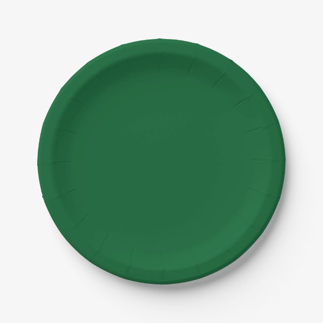 Solid dark hunter green paper plates (Front)