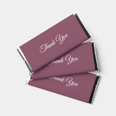Solid Dark Mauve Thank You Names and Date Hershey Bar Favors