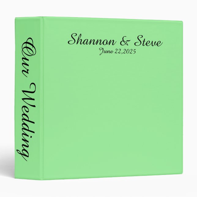 Solid Dark Mint Green 3 Ring Binder (Front/Spine)