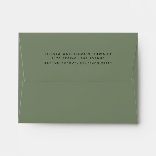 Solid Dark Sage Green Envelope with Return Address