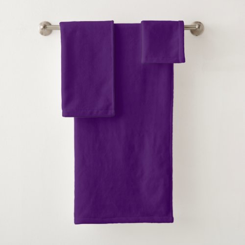 Solid dark violet purple bath towel set