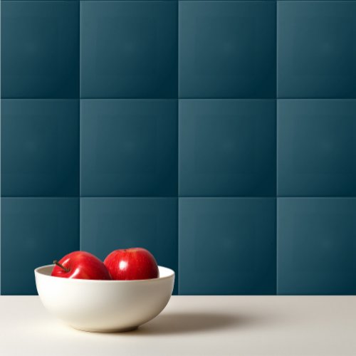 Solid deep aqua teal blue ceramic tile