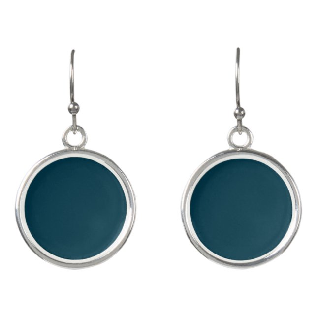 Solid deep aqua teal blue earrings (Front)