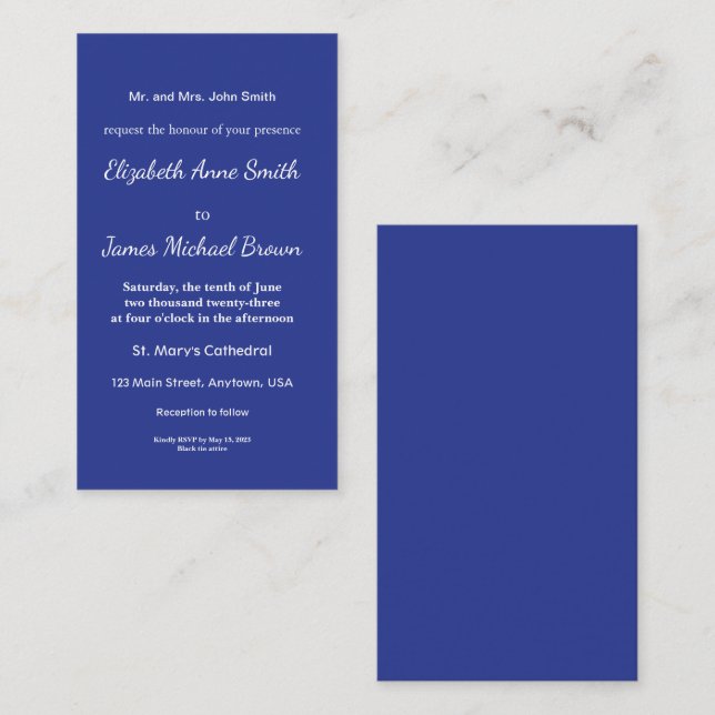 Solid Deep Blue Backdrop | Bold Minimalist Design Enclosure Card (Front/Back)