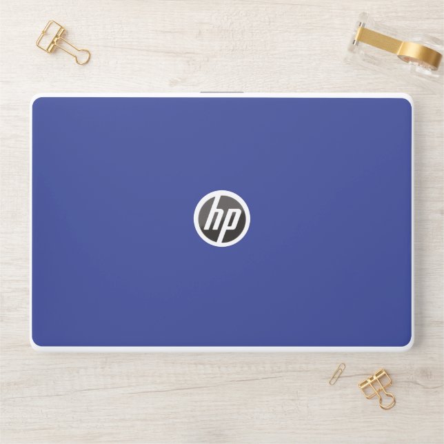 Solid Deep Blue Backdrop | Bold Minimalist Design HP Laptop Skin (Desk)