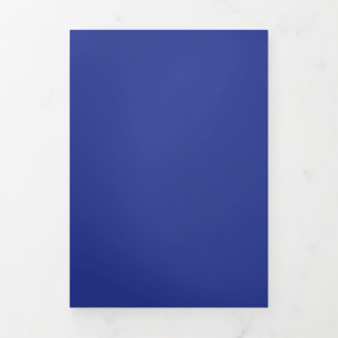 Solid Deep Blue Backdrop Bold Minimalist Design Tri-Fold Invitation