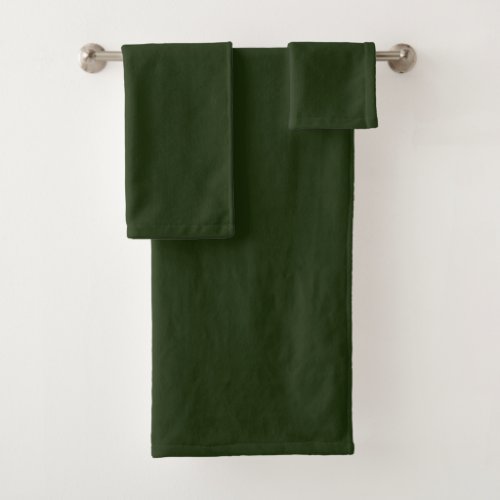 Solid deep forest green bath towel set