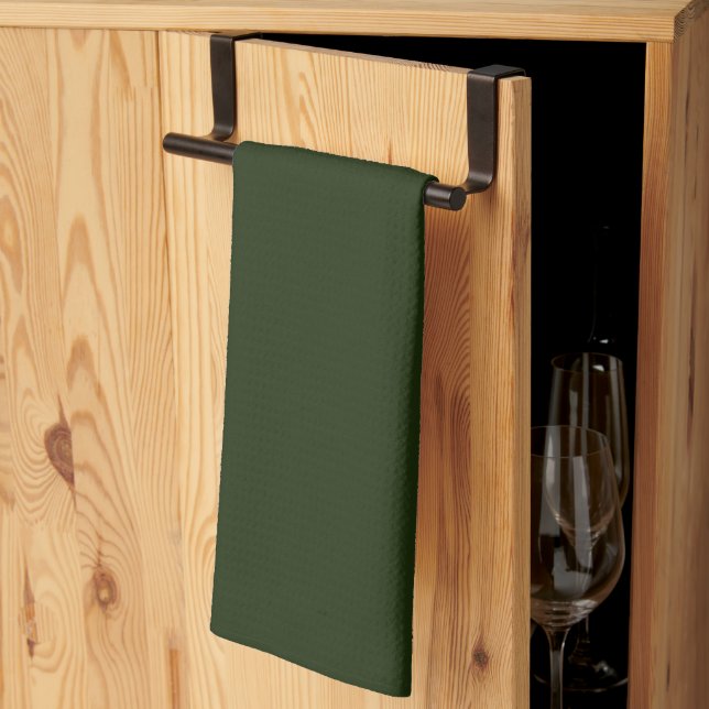 Solid deep forest green kitchen towel (Thirds Fold)