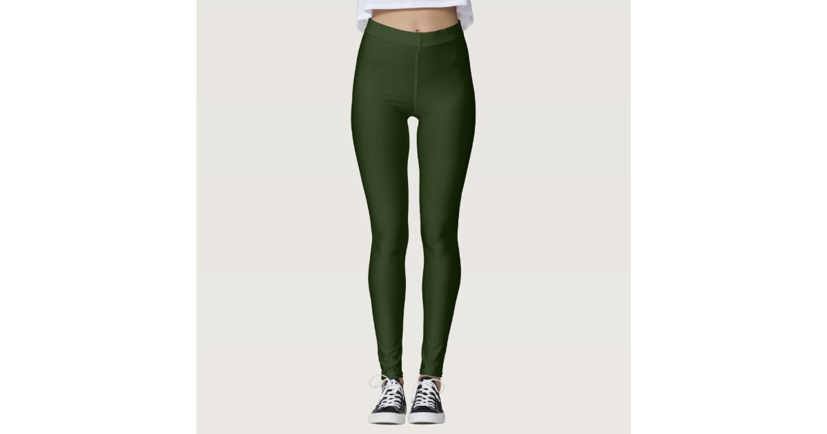 Deep forest green solid color leggings, Zazzle