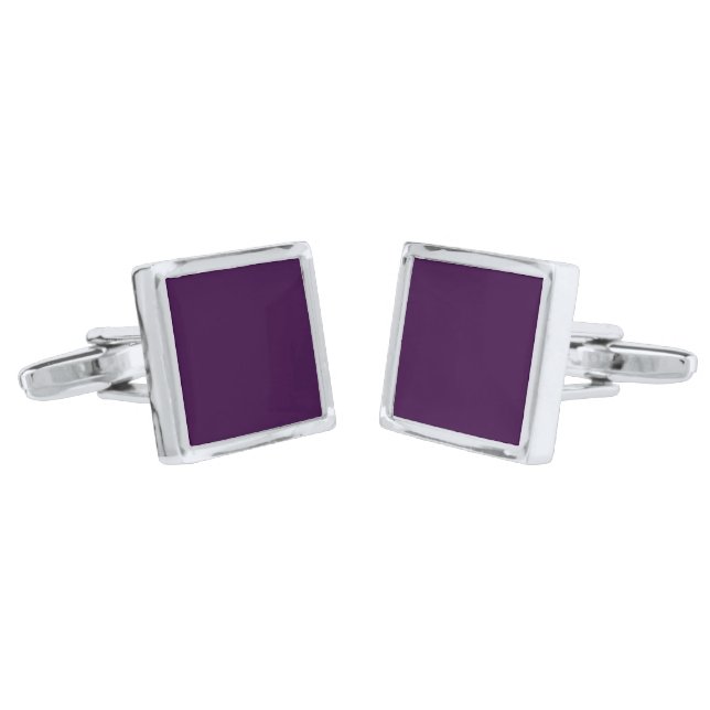 Solid deep purple dark plum cufflinks (Angled)