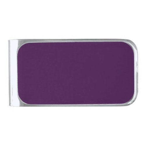 Solid deep purple dark plum silver finish money clip