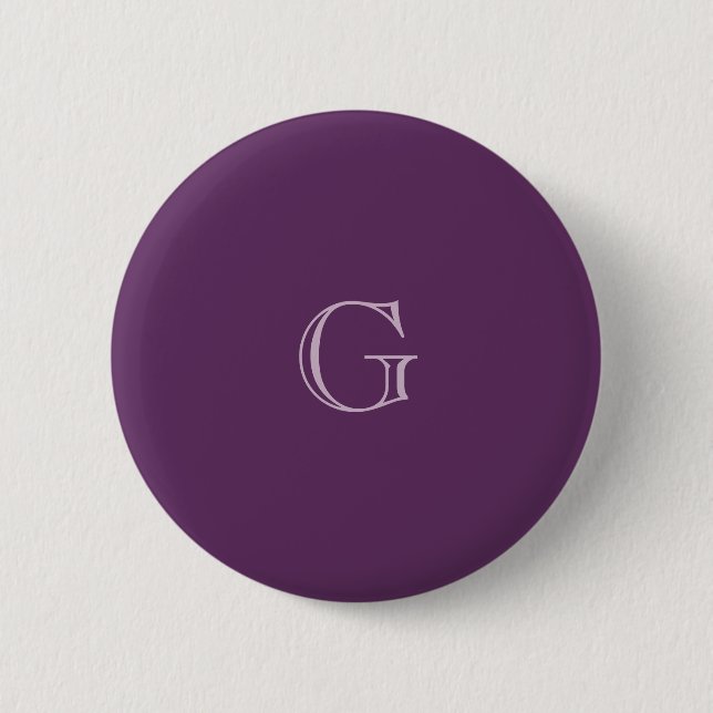 Solid Deep Purple Lilac Background Custom Name Button (Front)