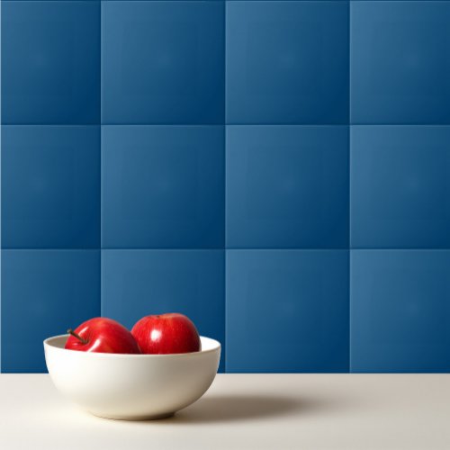 Solid denim blue ceramic tile