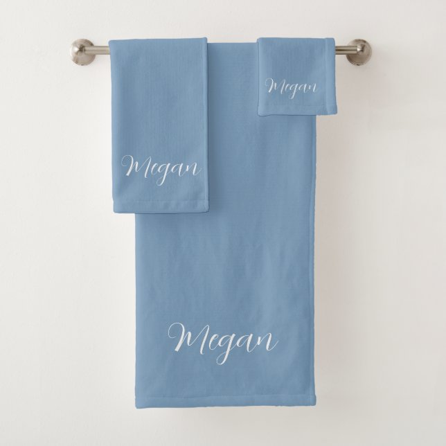 Solid Dusky Blue Bath Towel Set (Insitu)