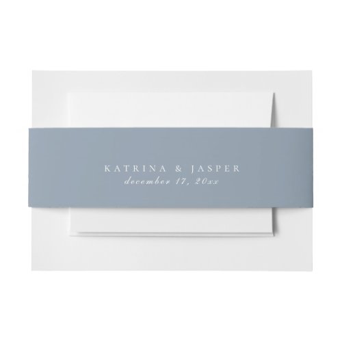 Solid Dusty Blue Color Wedding Invitation Belly Band