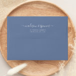 Solid Dusty Blue Elegant Modern Wedding 5x7 Envelope<br><div class="desc">A customizable handwriting solid dusty blue 5X7 envelope with a white lining inside. This personalized elegant solid dusty blue envelope is a classy way to send invitations. Personalize this design with your own handwritten return address on the back flap. Perfect for birthday, wedding, bachelorette party, bridal shower or baby shower....</div>