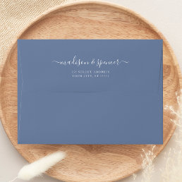 Solid Dusty Blue Elegant Modern Wedding 5x7 Envelope