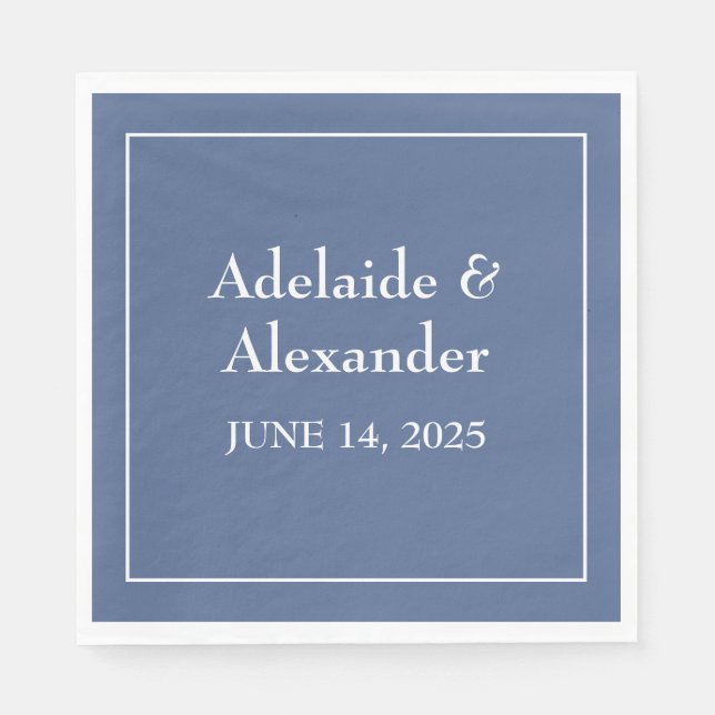 Solid Dusty Blue Paper Plate Napkins (Front)