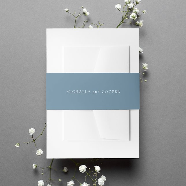 Solid Dusty Blue Personalized Wedding Invitation Belly Band (Creator Uploaded)