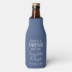Solid Dusty Blue Wedding Bottle Cooler