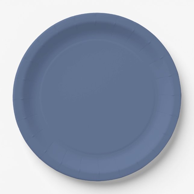 Solid Dusty Blue Wedding Paper Plates (Front)
