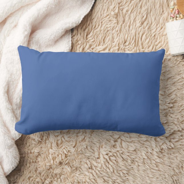 Solid Dusty Cornflower Blue Minimalist Lumbar Pillow (Blanket)