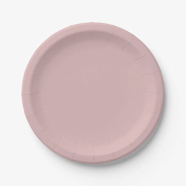 Solid dusty pink paper plates (Front)